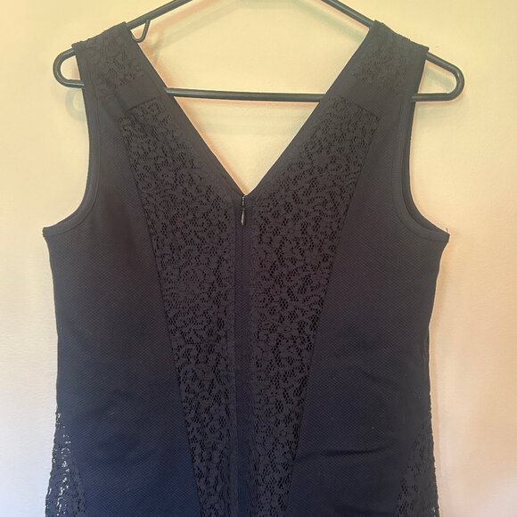NWT Ann Taylor navy Lace Inset Sleeveless Flounce Hem Mini Dress sz 2 - Picture 8 of 13